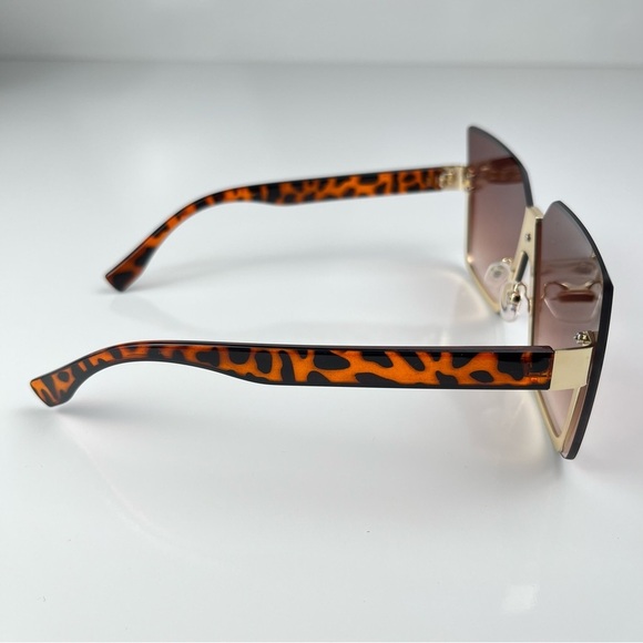 2/$25 SALE Women’s Fashion Square Rimless Sunglasses Cheetah/gold Amber lenses - Picture 5 of 6
